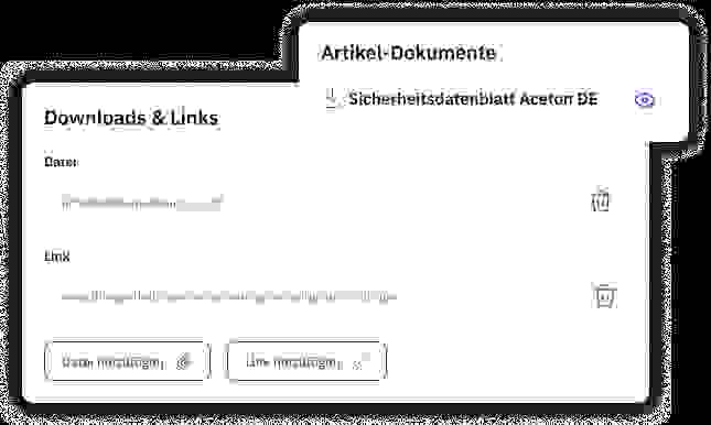 Downloads und Links für Sicherheitsdokumente, einschließlich einer PDF und einem Video-Link.
