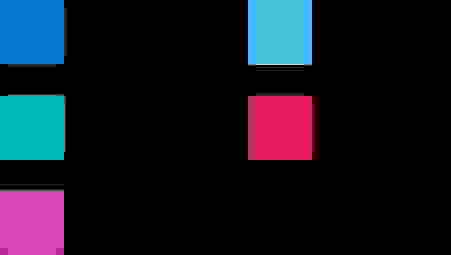 A graphical representation of colored squares and circles, arranged in a vertical layout, with various shades of blue, teal, and pink.